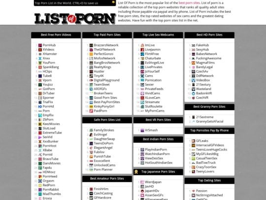 List Of Porn